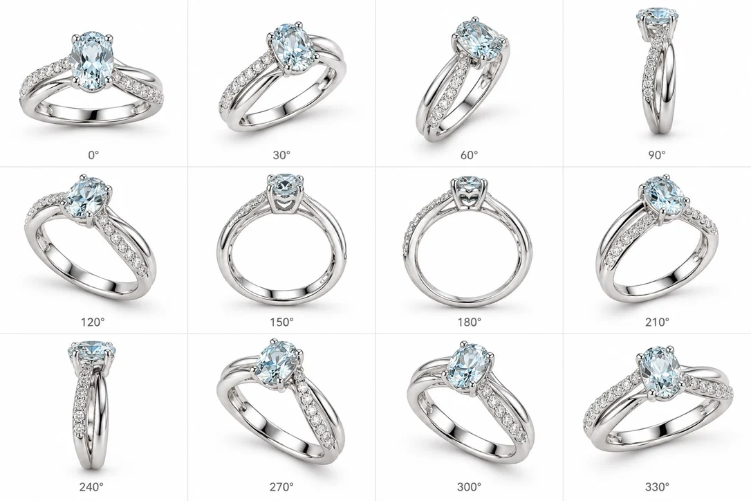 Anello donna con AcquaMarina e diamanti in Oro Bianco 18kt Anello donna con AcquaMarina e diamanti in Oro Bianco 18kt