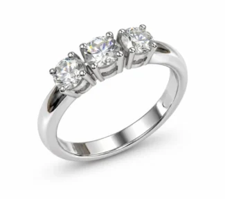 Anello Trilogy donna in oro bianco 18 kt con 3 diamanti