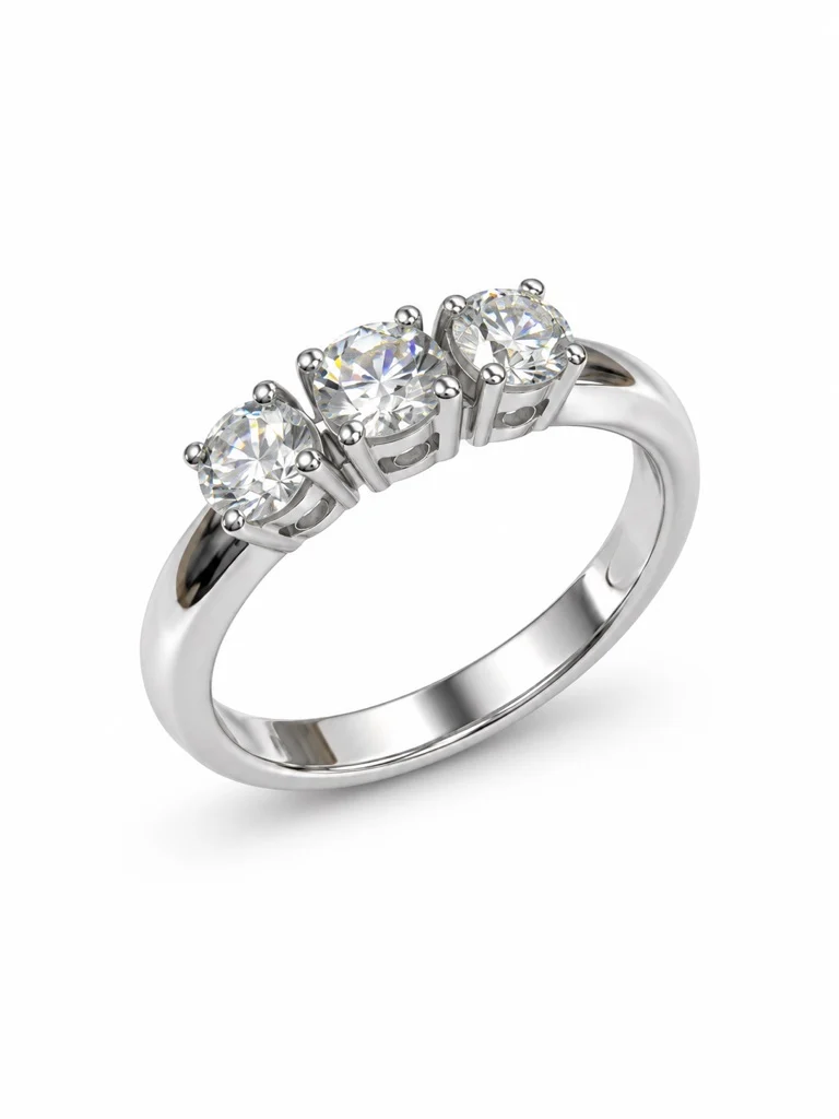 Anello Trilogy donna in oro bianco 18 kt con 3 diamanti Anello Trilogy donna in oro bianco 18 kt con 3 diamanti