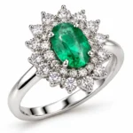 Anello smeraldo diamanti in oro bianco 18kt Davite e Delucchi