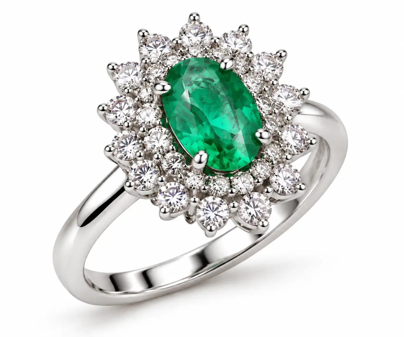 Anello smeraldo diamanti in oro bianco 18kt Davite e Delucchi Anello smeraldo diamanti in oro bianco 18kt Davite e Delucchi