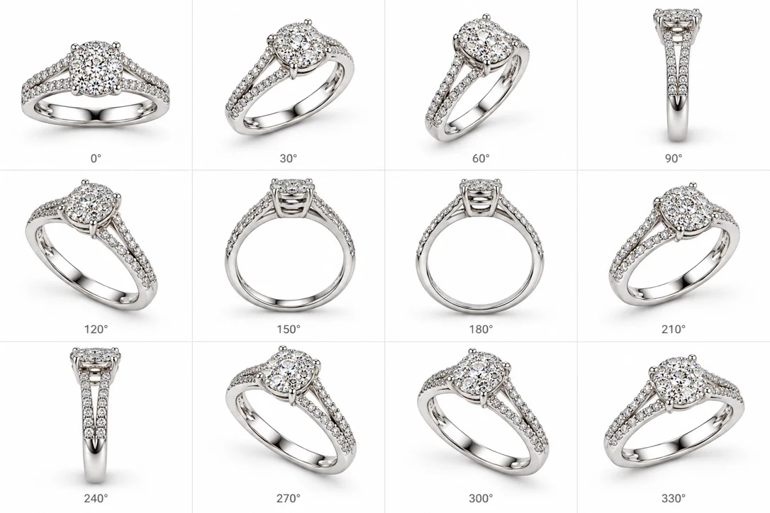 Anello donna stile solitario in oro bianco 18 kt con diamanti Anello donna stile solitario in oro bianco 18 kt con diamanti