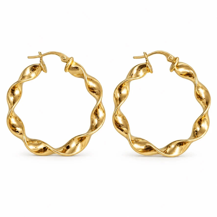 orecchini cerchio torchon oro 18 kt
