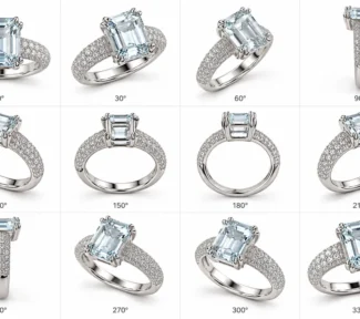 Anello donna con AcquaMarina e diamanti in Oro Bianco 18kt