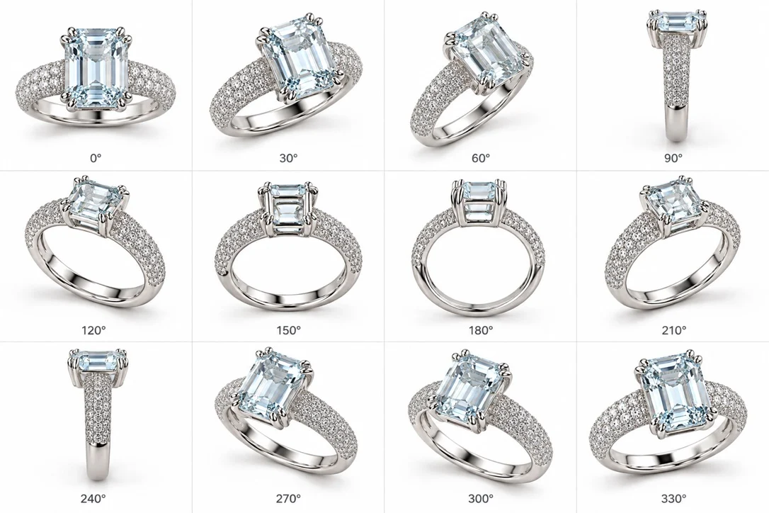 Anello donna con AcquaMarina e diamanti in Oro Bianco 18kt
