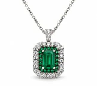 Collana in oro bianco 18 kt con smeraldi