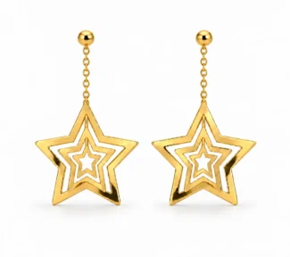 Orecchini pendenti a forma di stella in oro 18k