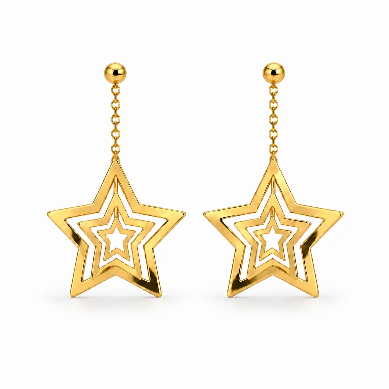 Orecchini pendenti a forma di stella in oro 18k