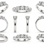 Anello Trilogy donna in oro bianco 18 kt con 3 diamanti