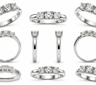 Anello Trilogy donna in oro bianco 18 kt con 3 diamanti