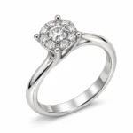 Anello donna stile solitario in oro bianco 18 kt con diamanti