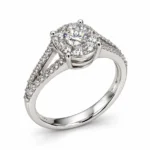 Anello donna stile solitario in oro bianco 18 kt con diamanti