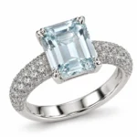 Anello donna con AcquaMarina e diamanti in Oro Bianco 18kt