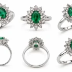 Anello smeraldo diamanti in oro bianco 18kt Davite e Delucchi