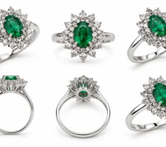 Anello smeraldo diamanti in oro bianco 18kt Davite e Delucchi