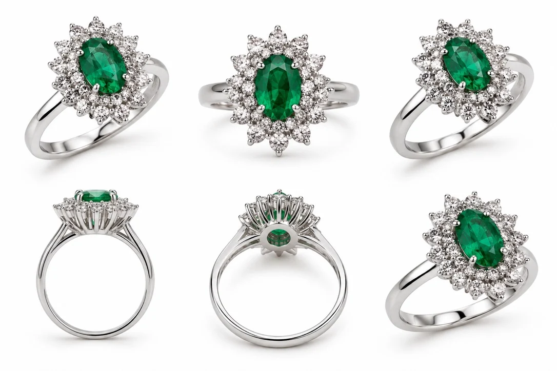 Anello smeraldo diamanti in oro bianco 18kt Davite e Delucchi Anello smeraldo diamanti in oro bianco 18kt Davite e Delucchi