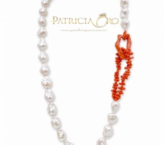 Collana con perle barocche e corallo sciacca