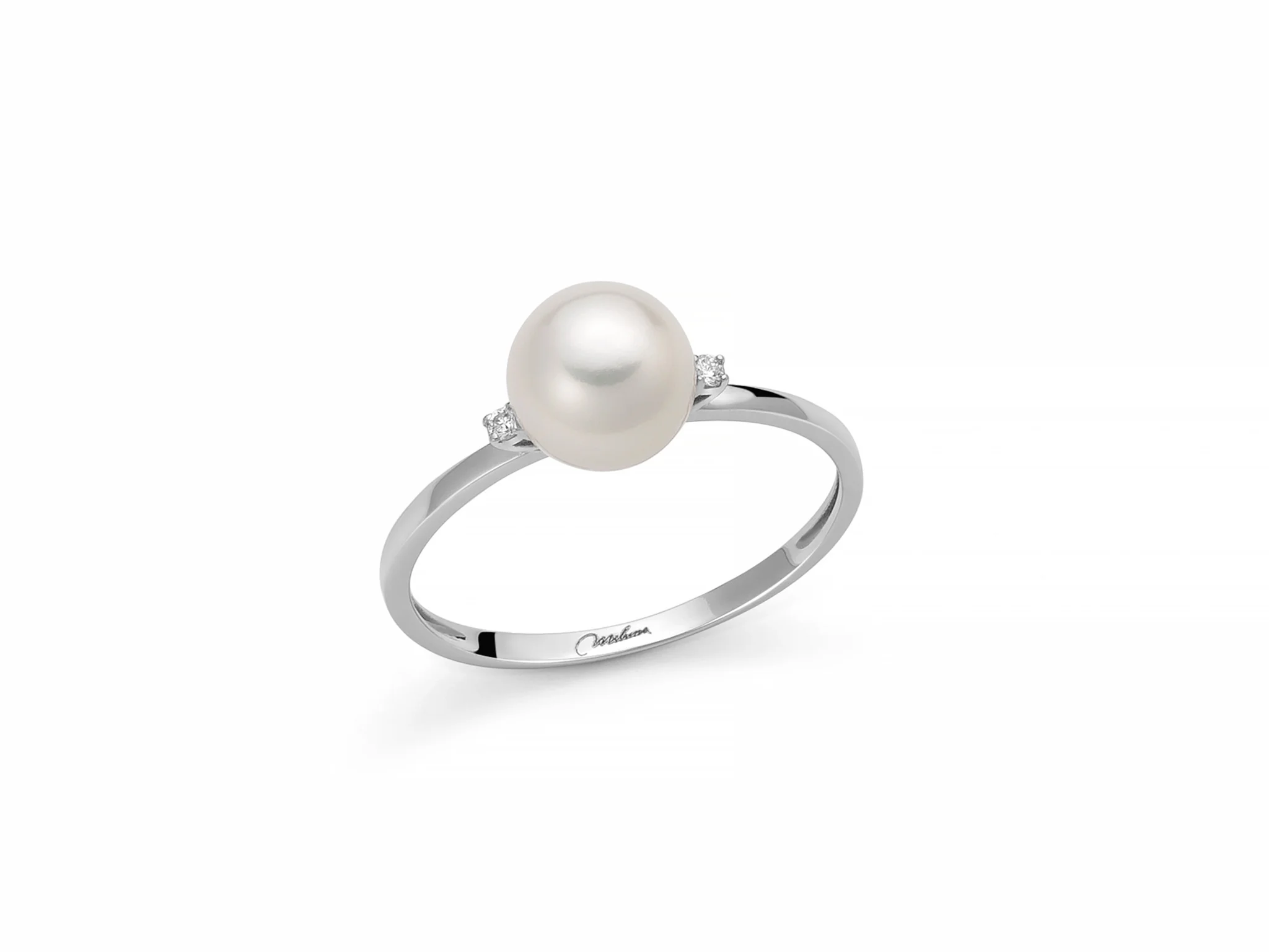 Anello miluna con perla e diamanti in oro
